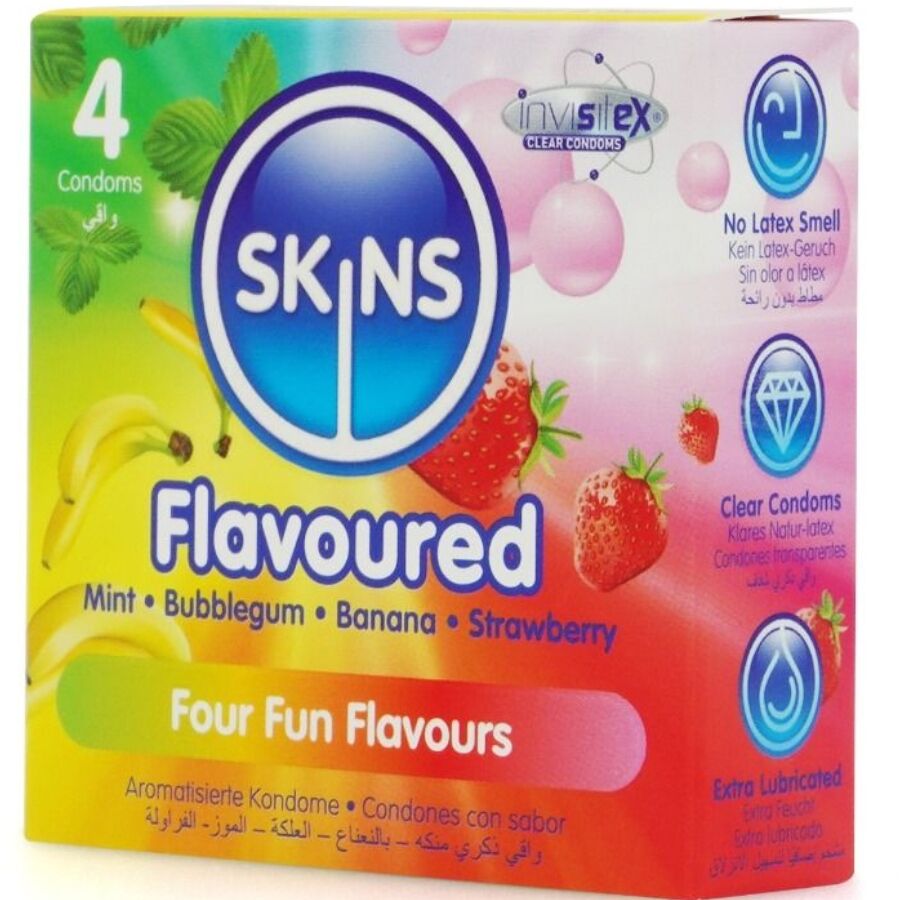 SKINS - MULTI FLAVORS PREMIUM CONDOMS PACK 4