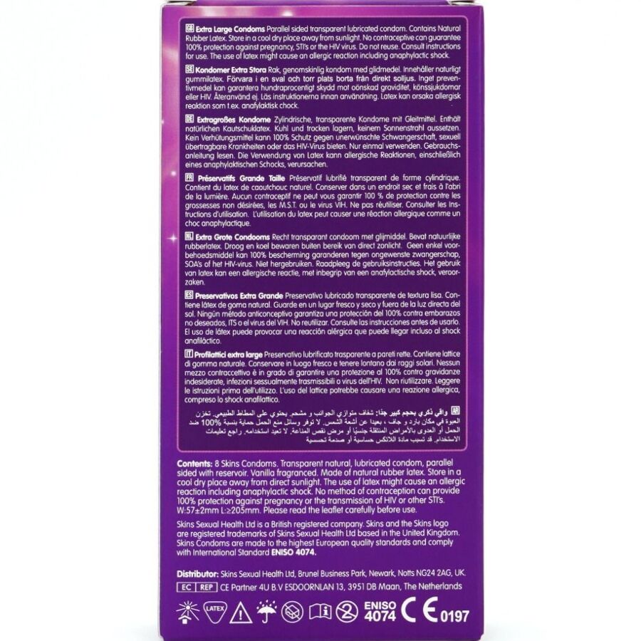 SKINS - EKSTRA STOR PREMIUM KONDOMPAKKE 8