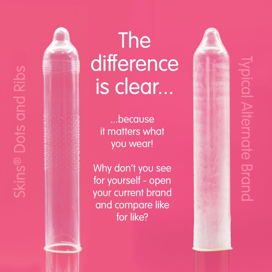 SKINS - DOTS &amp; RIBS PREMIUM KONDOMER PAKKE 8