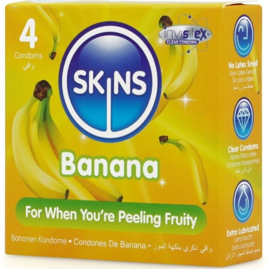 SKINS - BANANA PREMIUM KONDOMER PAKKE 4