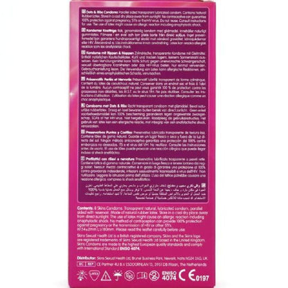 SKINS - DOTS &amp; RIBS PREMIUM KONDOMER PAKKE 8