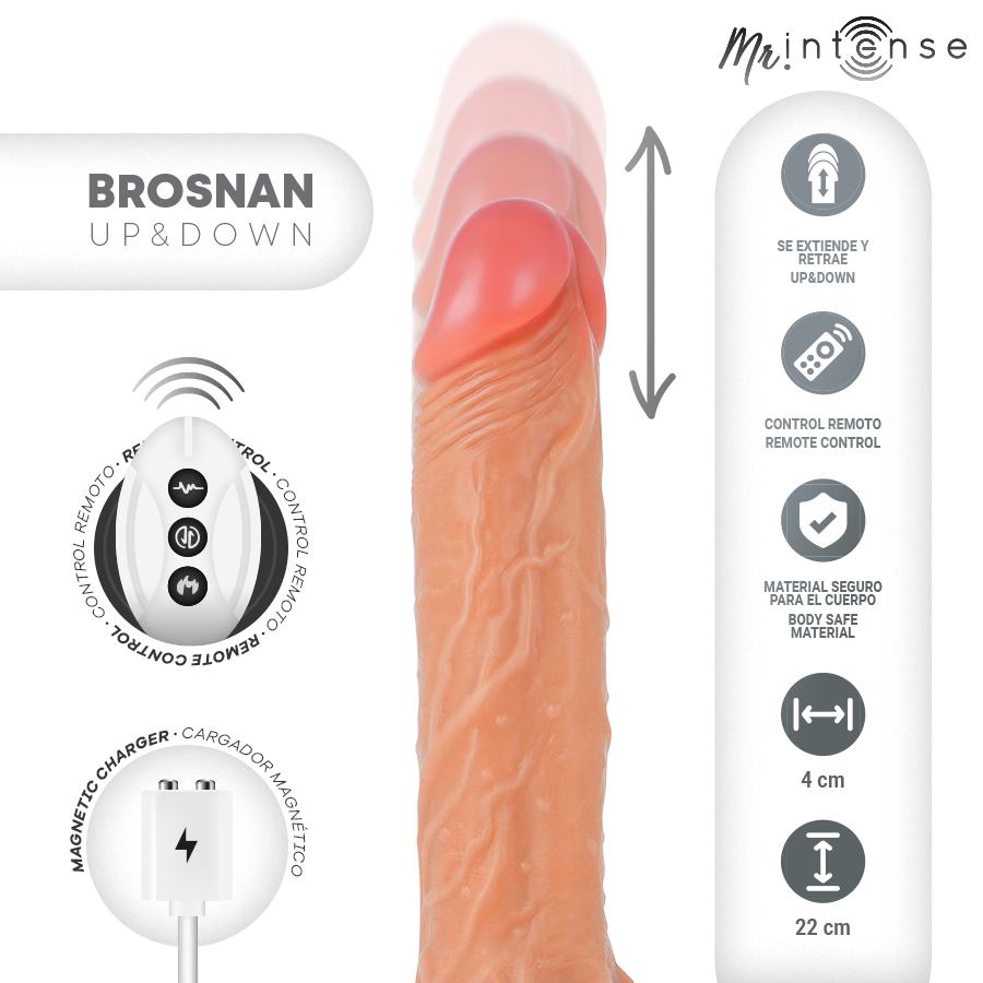 MR INTENSE - BROSNAN REALISTISK PENIS FJERNKONTROLL 22 CM -O- 4 CM