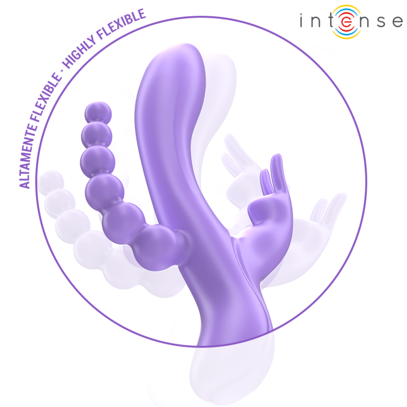 INTENS - MIKO TRIPPELVIBRATOR KANIN &amp; STIMULATOR &amp; ANAL 7 VIBRASJONER LILLA