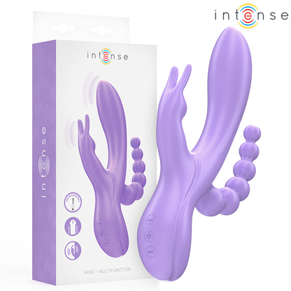 INTENS - MIKO TRIPPELVIBRATOR KANIN &amp; STIMULATOR &amp; ANAL 7 VIBRASJONER LILLA