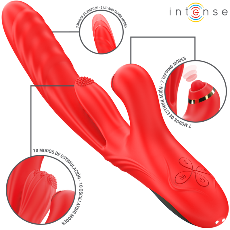 INTENSE - ROSALIA MULTIFUNKSJONSVIBRATOR 3-I-1 RØD