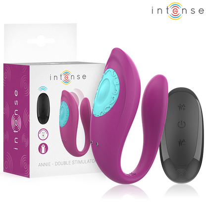 INTENS - ANNIE U-FORMET VIBRATOR OG STIMULATOR LILLA FJERNKONTROLL