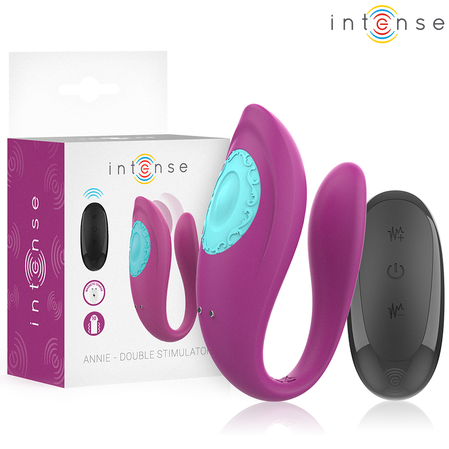 INTENS - ANNIE U-FORMET VIBRATOR OG STIMULATOR LILLA FJERNKONTROLL