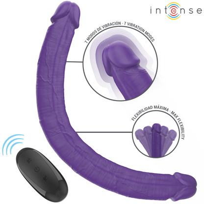 INTENSE - GUNTER DILDO DOBBELVIBRATOR 40 CM LILLA FJERNKONTROLL