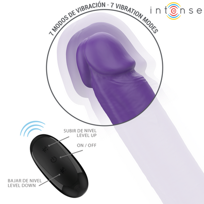 INTENSE - GUNTER DILDO DOBBELVIBRATOR 40 CM LILLA FJERNKONTROLL