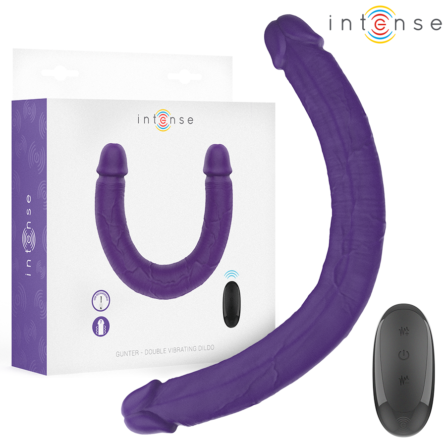 INTENSE - GUNTER DILDO DOBBELVIBRATOR 40 CM LILLA FJERNKONTROLL