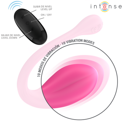 INTENS - JANICE U VIBRATOR DOBBEL STIMULERING 10 VIBRASJONER ROSA FJERNKONTROLL