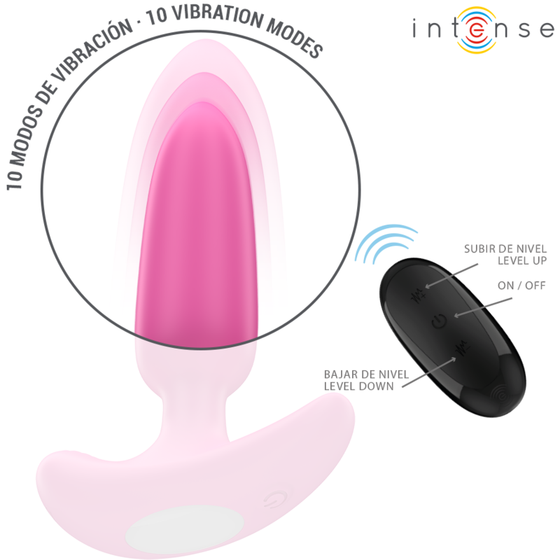 INTENSE - ROSS ANALPLUGG 10 VIBRASJONER ROSA FJERNKONTROLL