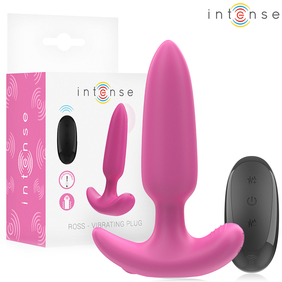 INTENSE - ROSS ANALPLUGG 10 VIBRASJONER ROSA FJERNKONTROLL