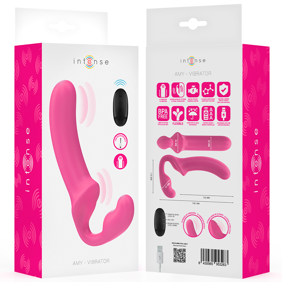 INTENSE - AMY DOBBELVIBRATOR 20 CM ROSA FJERNKONTROLL