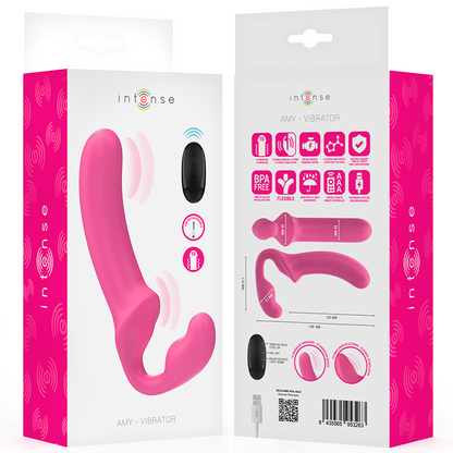 INTENSE - AMY DOBBELVIBRATOR 20 CM ROSA FJERNKONTROLL