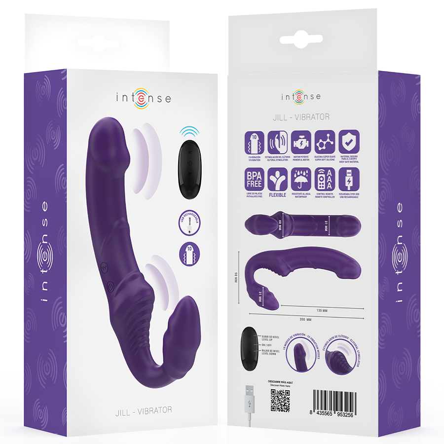 INTENSE - JILL DOBBELVIBRATOR 20 CM LILLA FJERNKONTROLL