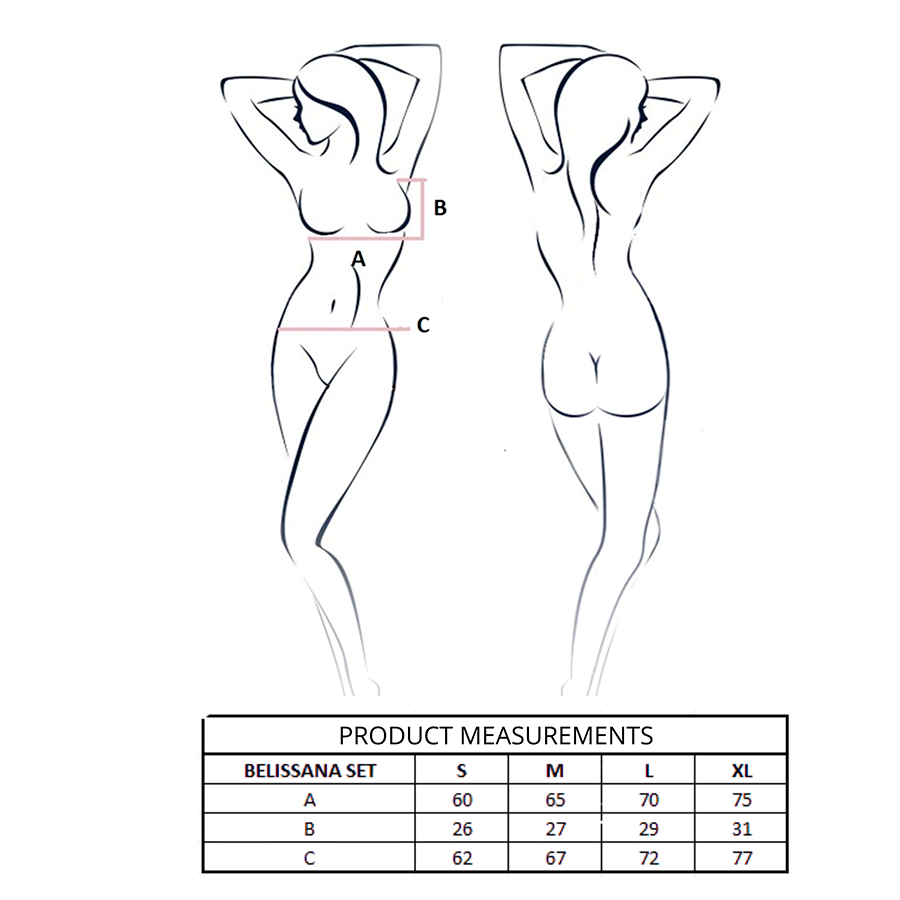 PASSION - BELISSANA BRA + THONG SET BLACK L/XL