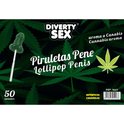 DIABLO GOLOSO - 50 PENIS LOLLIPOPS CANNABIS AROMA