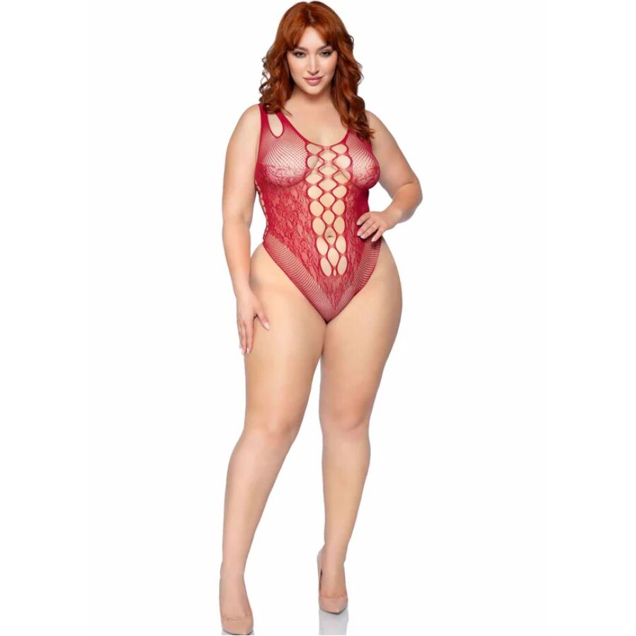 LEG AVENUE - 81641X SØMLØS BODY BURGUNDØR STØRRELSE 1X/2X