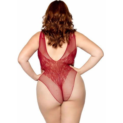 LEG AVENUE - 81641X SØMLØS BODY BURGUNDØR STØRRELSE 1X/2X