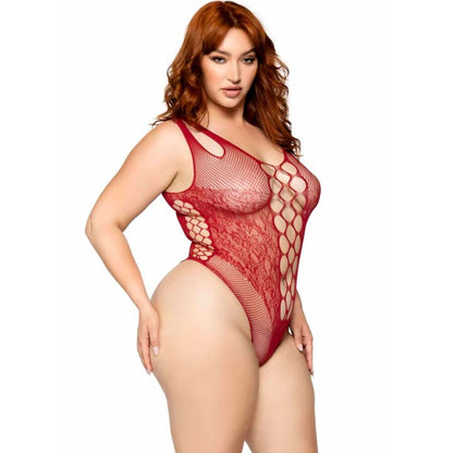 LEG AVENUE - 81641X SØMLØS BODY BURGUNDØR STØRRELSE 1X/2X