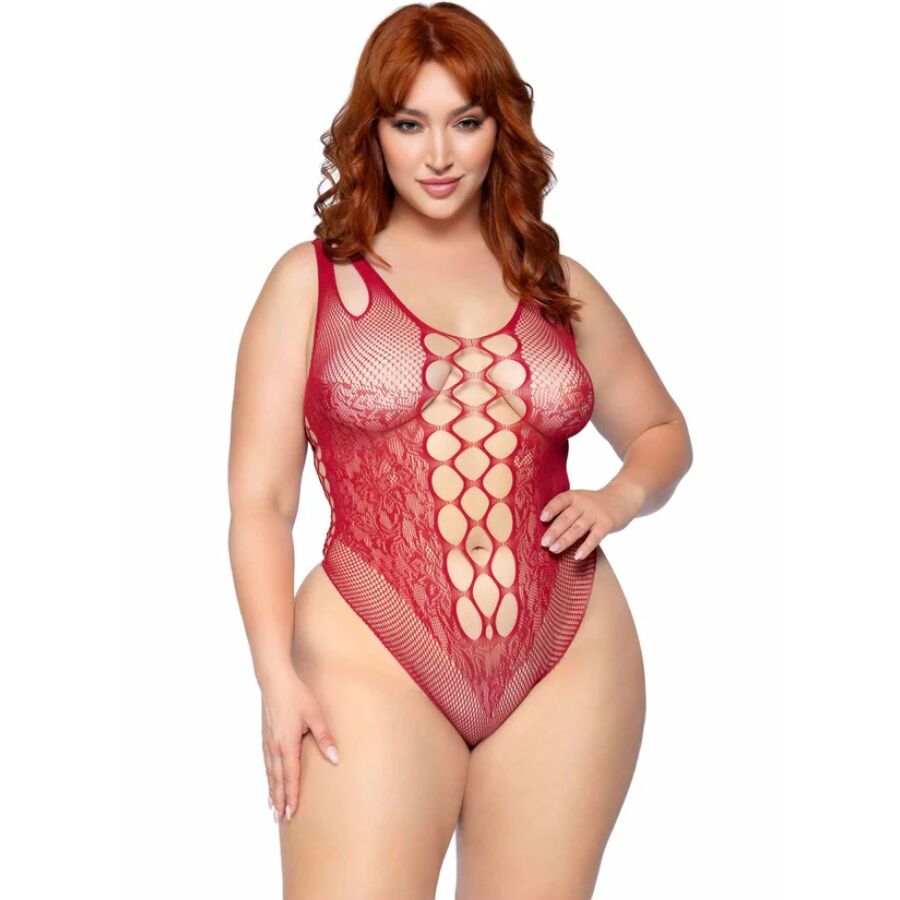 LEG AVENUE - 81641X SØMLØS BODY BURGUNDØR STØRRELSE 1X/2X