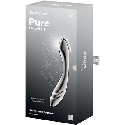 SATISFYER - PURE GRAVITY 3 DILDO I RUSTFRITT STÅL MED DOBBEL ENDER