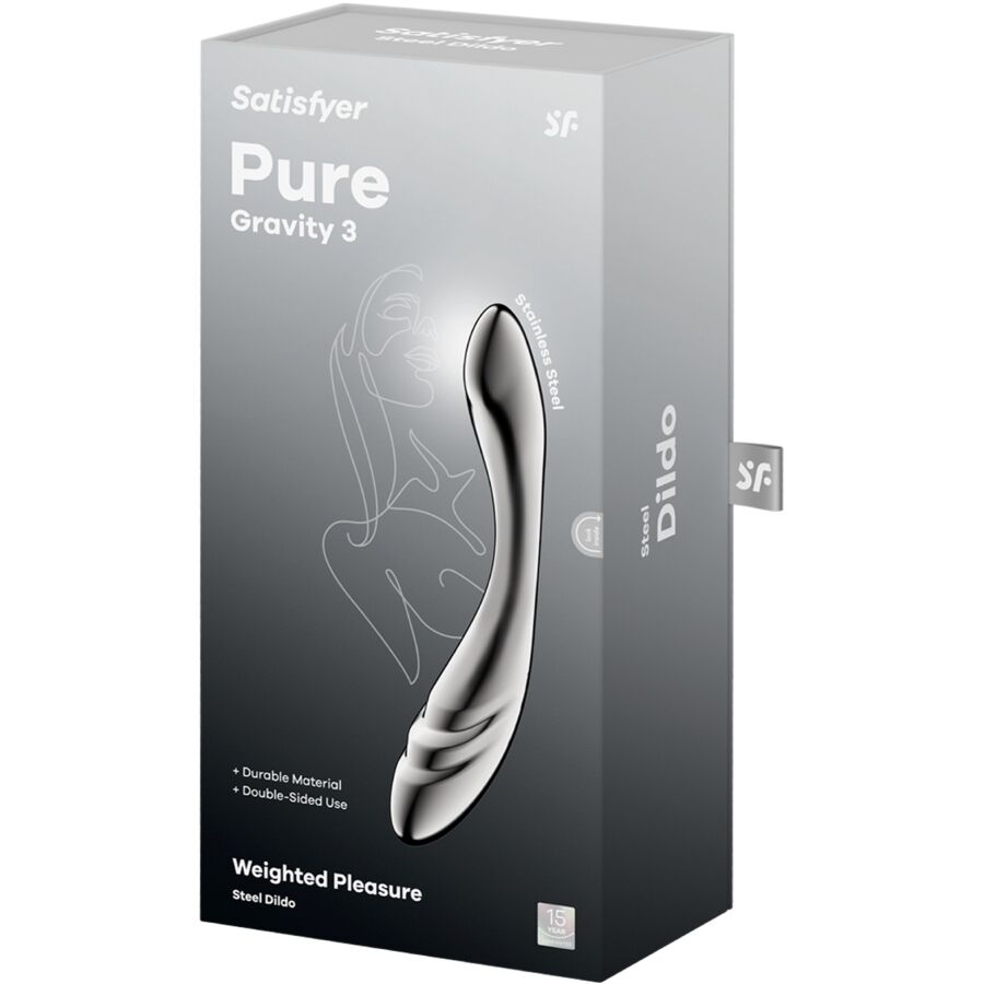 SATISFYER - PURE GRAVITY 3 DILDO I RUSTFRITT STÅL MED DOBBEL ENDER