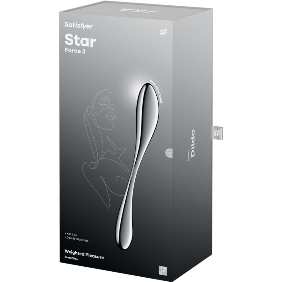 SATISFYER - STAR FORCE 3 DILDO I RUSTFRITT STÅL MED DOBBEL ENDER