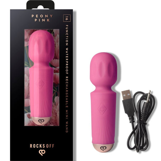 ROCKS-OFF - MINI RECHARGEABLE WAND 16 FUNCTIONS PEONY PINK
