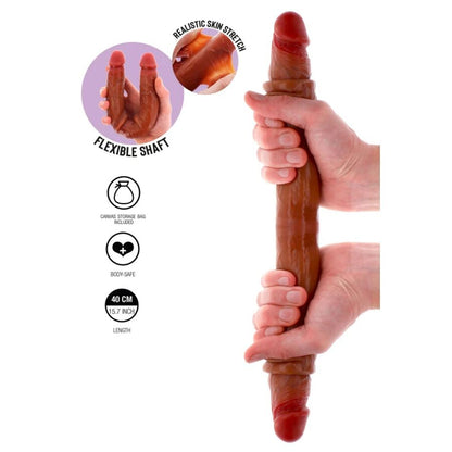 GET REAL - DOBBELTENDE SILIKON DILDO KARAMELL 40 CM