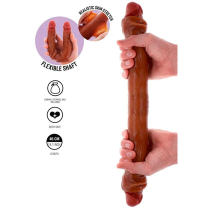 GET REAL - DOBBELTENDE SILIKON DILDO KARAMELL 46 CM
