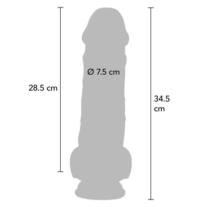 VÆR VIRKELIG - DELUXE REALISTISK PENIS MED EKSTRA TYKKE TESTIKLENE 34,5 CM