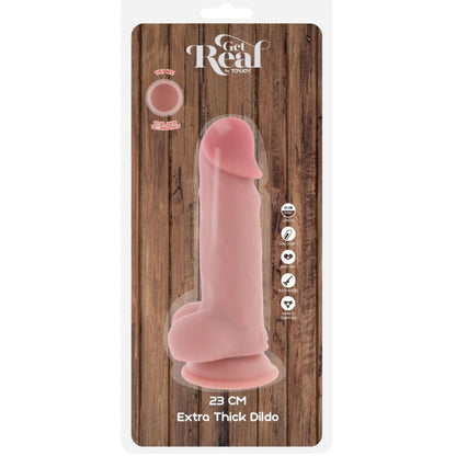 GET REAL - DELUXE REALISTIC PENIS WITH TESTICLES EXTRA THICK 23 CM