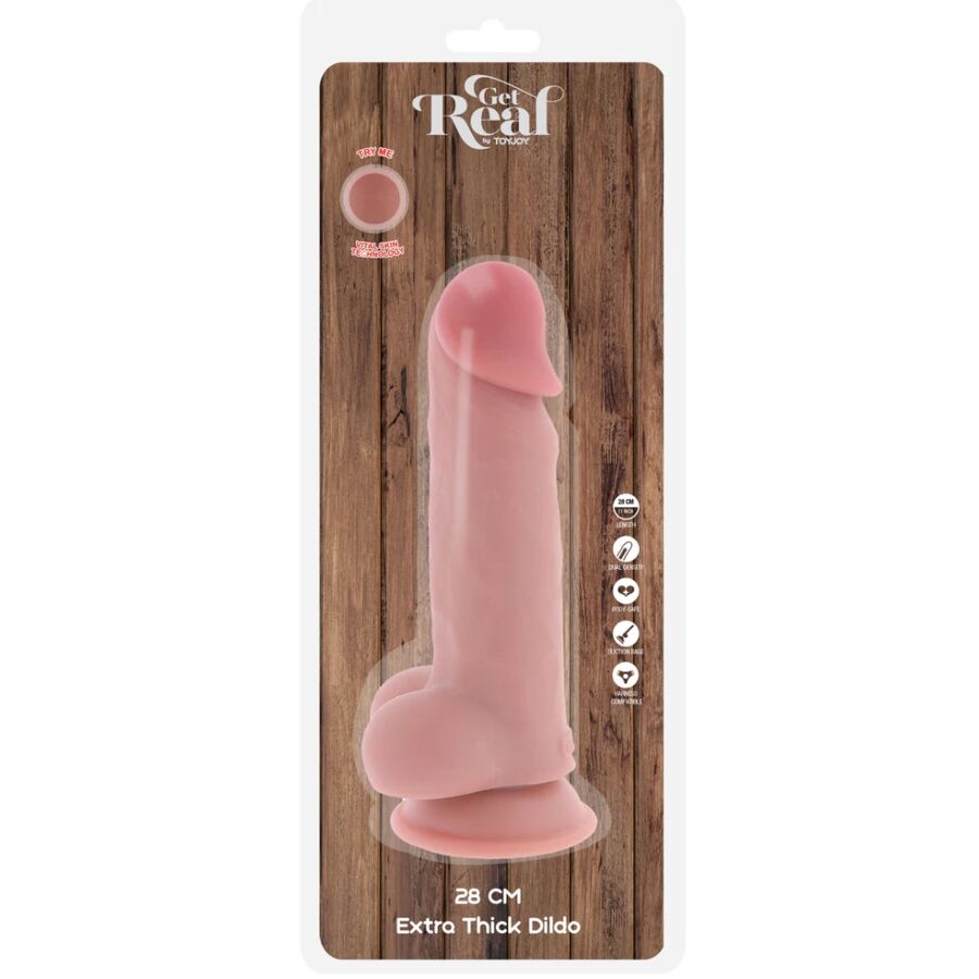 VÆR VIRKELIG - DELUXE REALISTISK PENIS MED EKSTRA TYKKE TESTIKLENE 28 CM