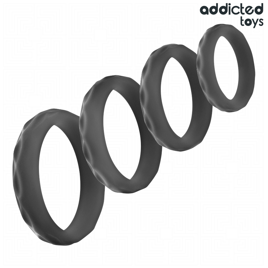 ADDICTED TOYS - TEXTURED COCK RING SET 4 SIZES