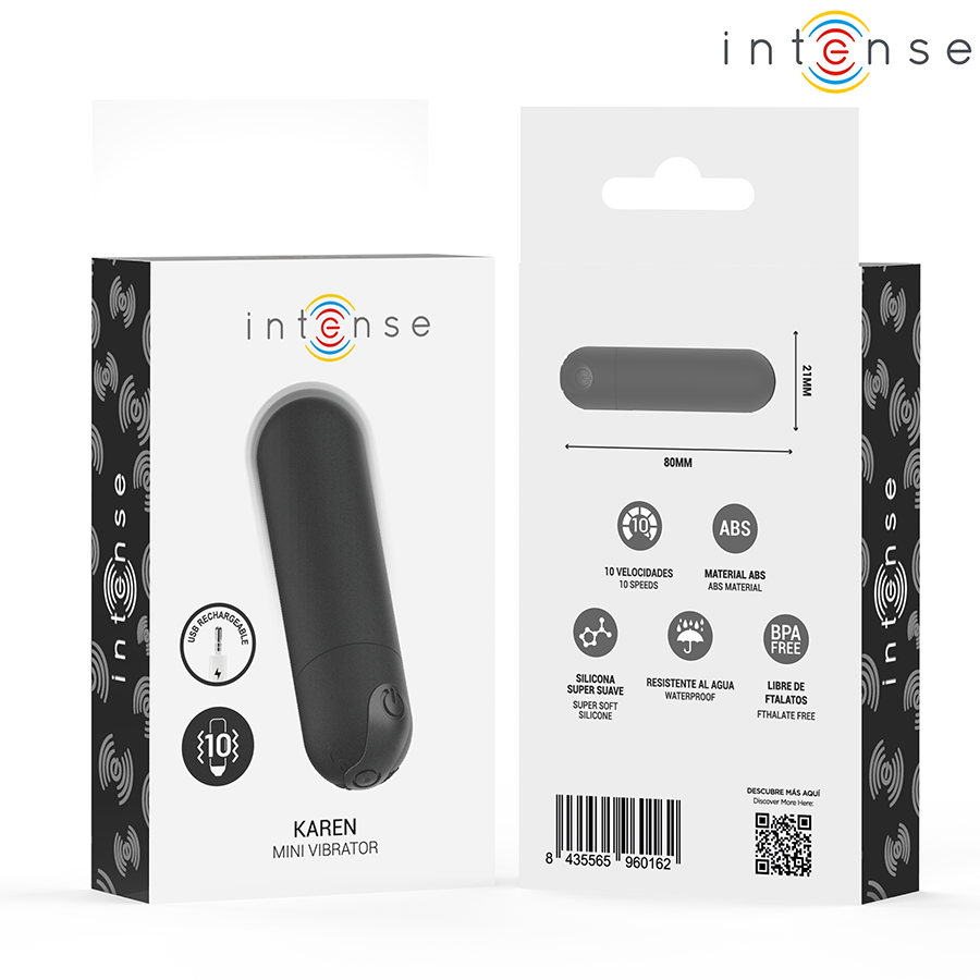 INTENSE - KAREN MINI RECHARGEABLE VIBRATING BULLET BLACK