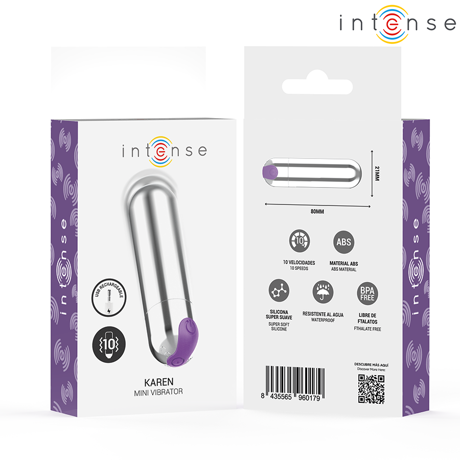 INTENSE - KAREN MINI RECHARGEABLE VIBRATING BULLET SILVER