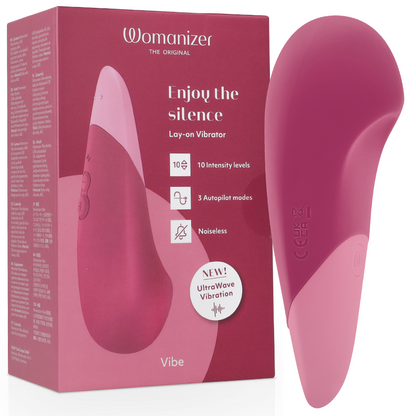 WOMANIZER - VIBE LAY-ON STILLE VIBRATOR MØRKET ROSA