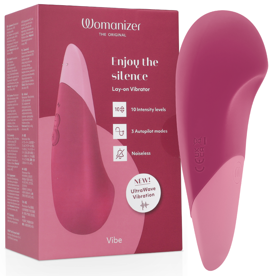 WOMANIZER - VIBE LAY-ON STILLE VIBRATOR MØRKET ROSA
