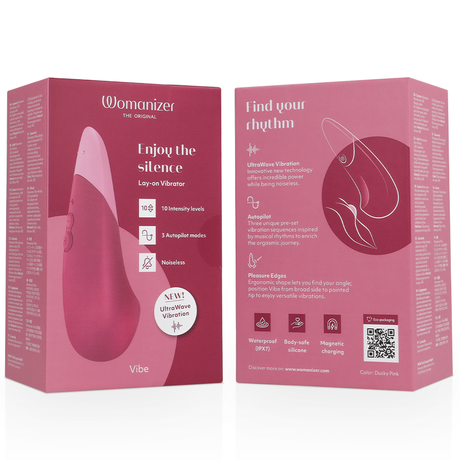 WOMANIZER - VIBE LAY-ON STILLE VIBRATOR MØRKET ROSA