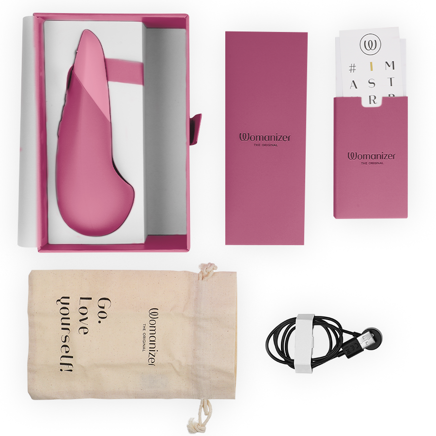 WOMANIZER - VIBE LAY-ON STILLE VIBRATOR MØRKET ROSA