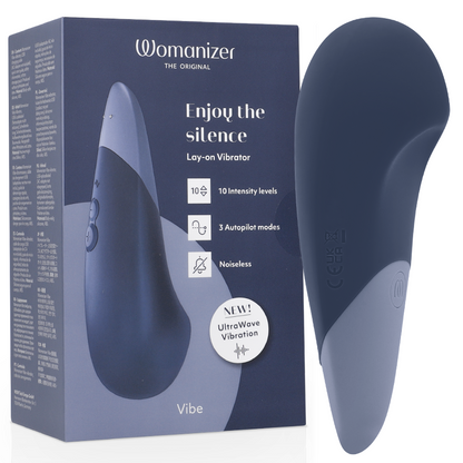 WOMANIZER - VIBE LAY-ON STILLE VIBRATOR MØRK BLÅ