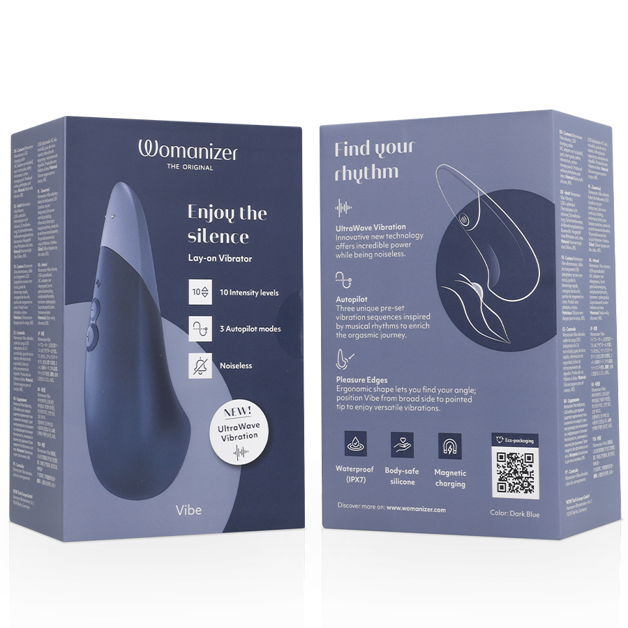 WOMANIZER - VIBE LAY-ON STILLE VIBRATOR MØRK BLÅ