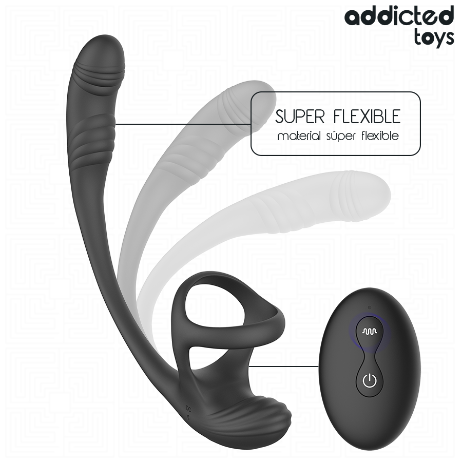 ADDICTED TOYS - ANAL PLUG WITH VIBRATION AND 360º WAVING AND TESTICLE STIMULATOR