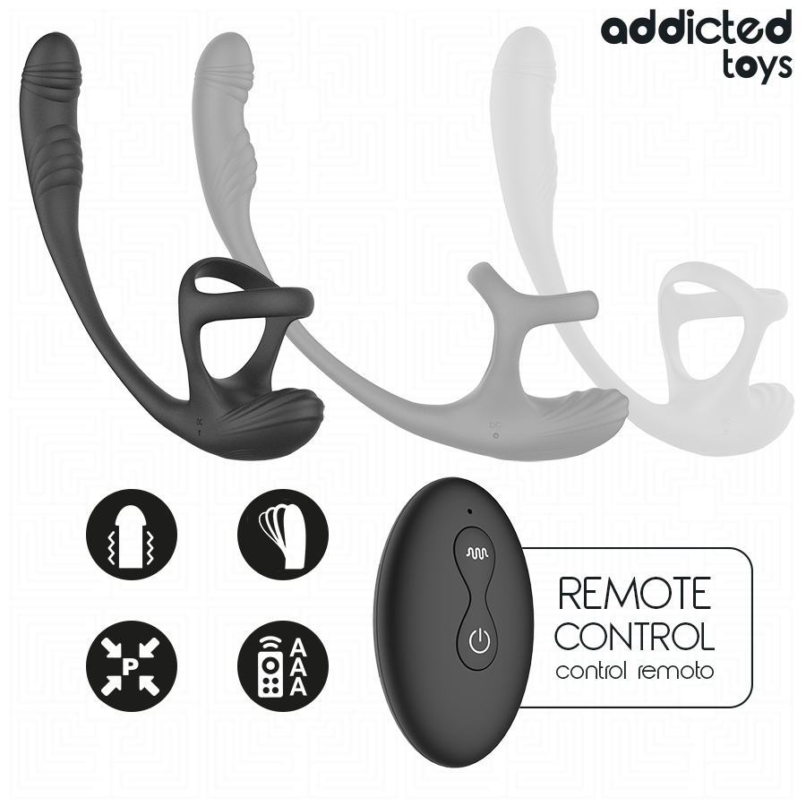 ADDICTED TOYS - ANAL PLUG WITH VIBRATION AND 360º WAVING AND TESTICLE STIMULATOR