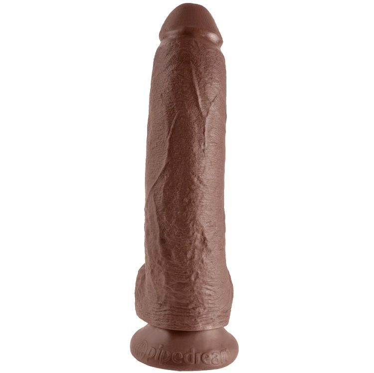 KONGEPIKK - 9 DILDOER BRUN MED BALLER 22,9 CM