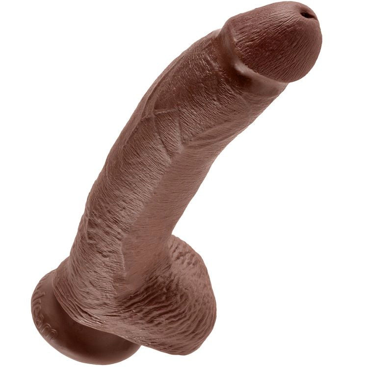 KONGEPIKK - 9 DILDOER BRUN MED BALLER 22,9 CM