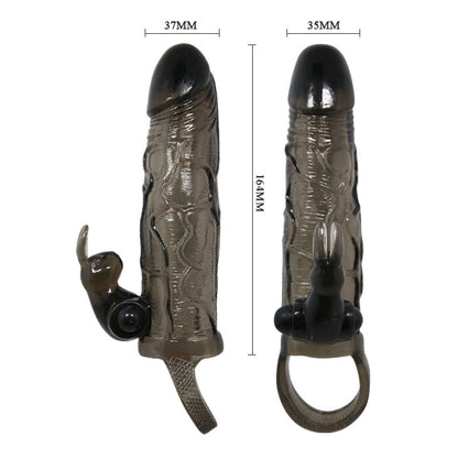 BAILE - BRAVE MAN PENISDEKSEL MED KANIN SVART 16,5 CM