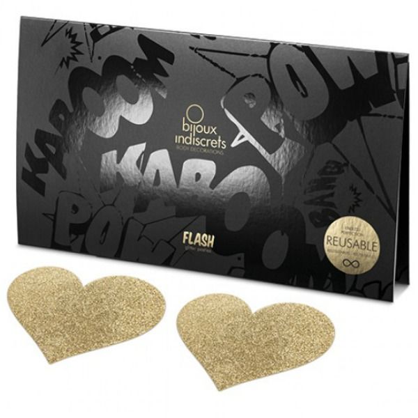 BIJOUX - INDISCRETS FLASH GYLLENE HJERTE BRYSTØRTEDEKSEL